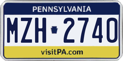 PA license plate MZH2740