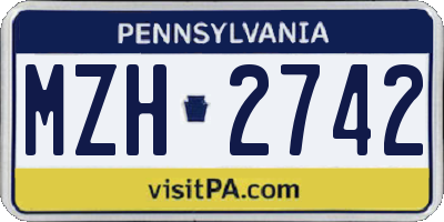 PA license plate MZH2742