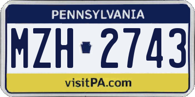PA license plate MZH2743