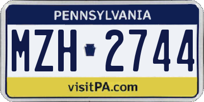 PA license plate MZH2744