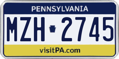 PA license plate MZH2745