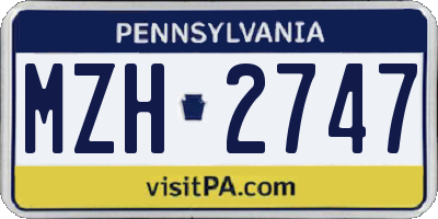 PA license plate MZH2747