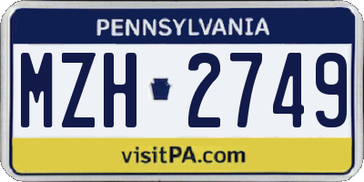PA license plate MZH2749