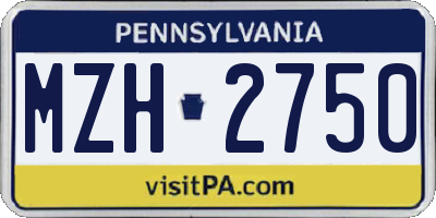 PA license plate MZH2750