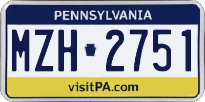 PA license plate MZH2751