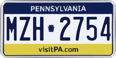 PA license plate MZH2754
