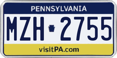 PA license plate MZH2755