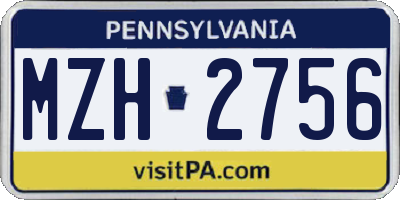 PA license plate MZH2756