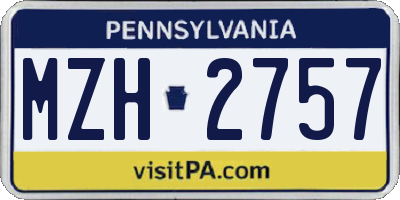 PA license plate MZH2757