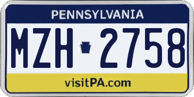 PA license plate MZH2758