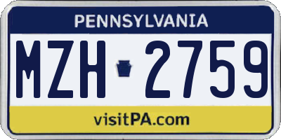 PA license plate MZH2759