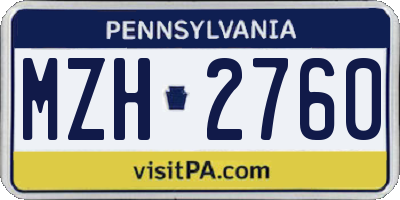PA license plate MZH2760