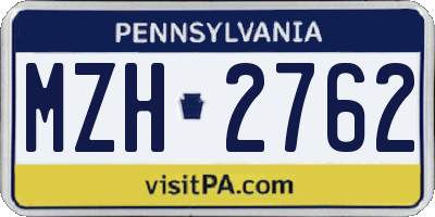 PA license plate MZH2762