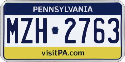 PA license plate MZH2763