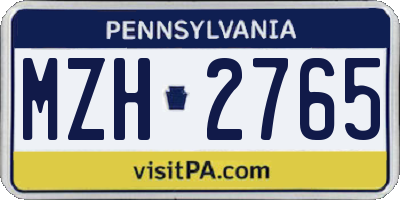 PA license plate MZH2765