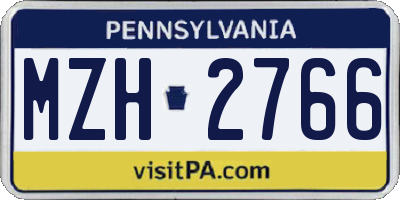 PA license plate MZH2766