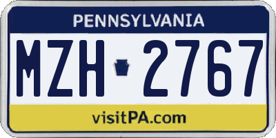 PA license plate MZH2767