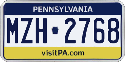 PA license plate MZH2768