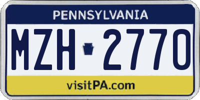 PA license plate MZH2770