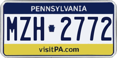 PA license plate MZH2772