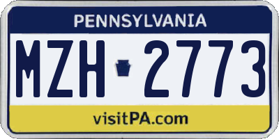 PA license plate MZH2773