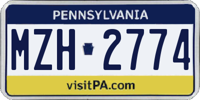 PA license plate MZH2774