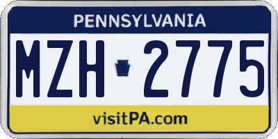 PA license plate MZH2775