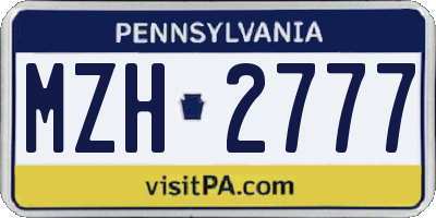 PA license plate MZH2777
