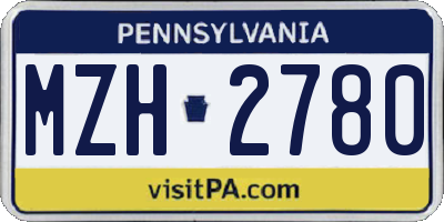 PA license plate MZH2780