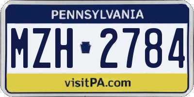 PA license plate MZH2784