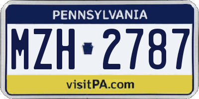 PA license plate MZH2787
