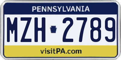 PA license plate MZH2789