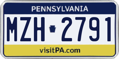PA license plate MZH2791