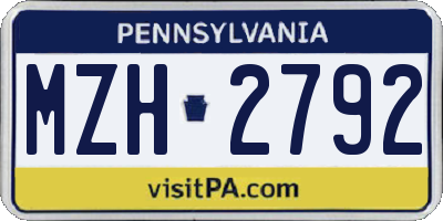 PA license plate MZH2792