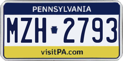 PA license plate MZH2793
