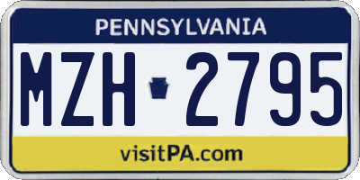 PA license plate MZH2795