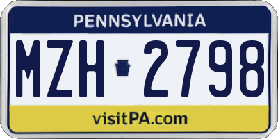 PA license plate MZH2798