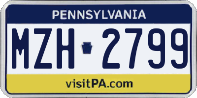 PA license plate MZH2799