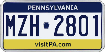PA license plate MZH2801