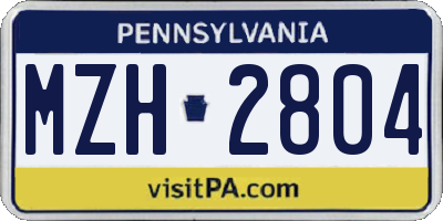 PA license plate MZH2804