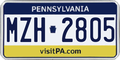 PA license plate MZH2805