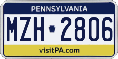 PA license plate MZH2806