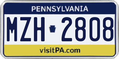 PA license plate MZH2808