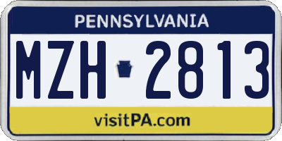 PA license plate MZH2813