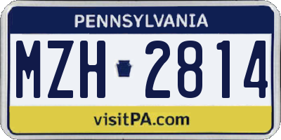 PA license plate MZH2814