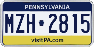 PA license plate MZH2815