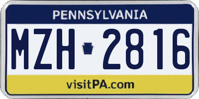 PA license plate MZH2816