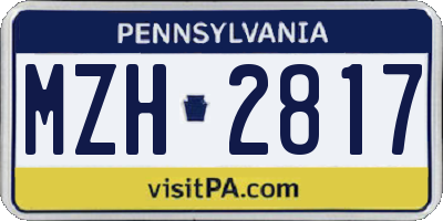 PA license plate MZH2817