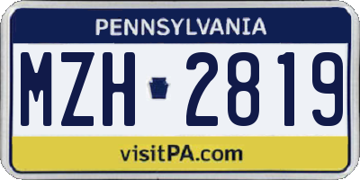 PA license plate MZH2819