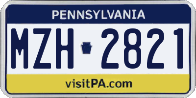 PA license plate MZH2821